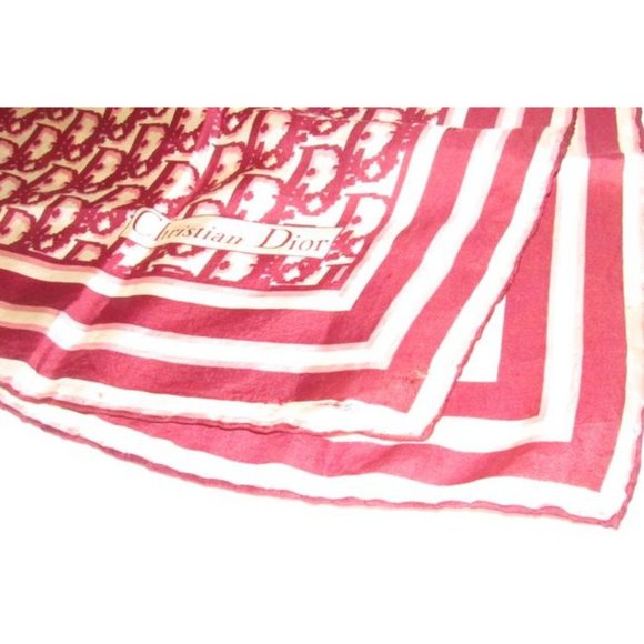 Dior Burgundy Pink Trotter Print Logo Silk Scarf - Picture 11 of 12